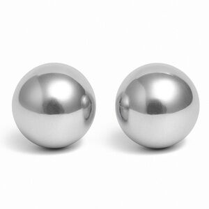 Silver Ball Half Dome Stud Earrings
